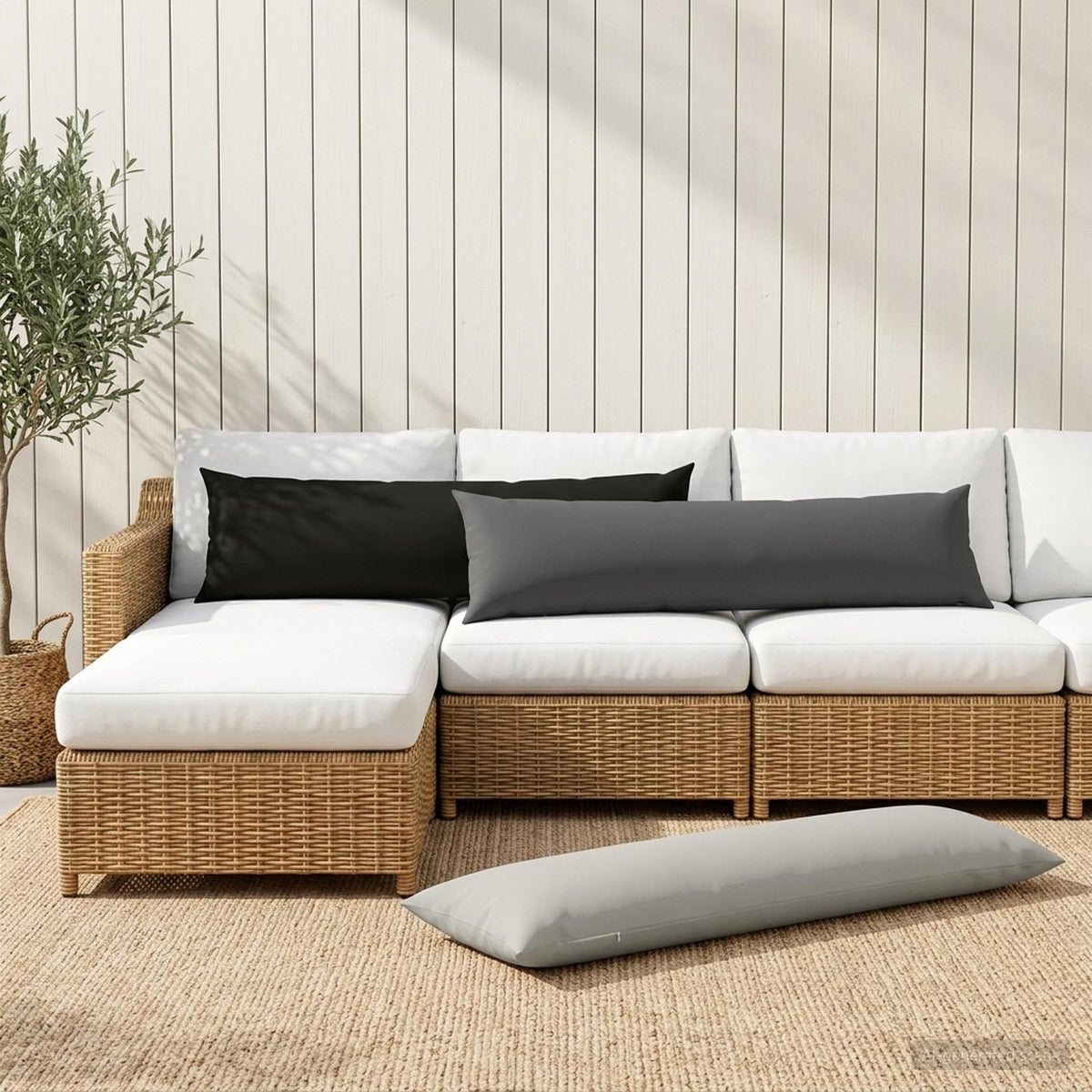 Throw Pillow HEERLEN Polyester 2 pcs Grey 40 x 145 cm