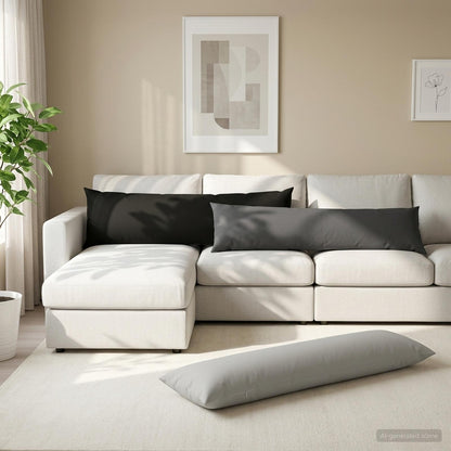 Throw Pillow HEERLEN Polyester 2 pcs Grey 40 x 145 cm