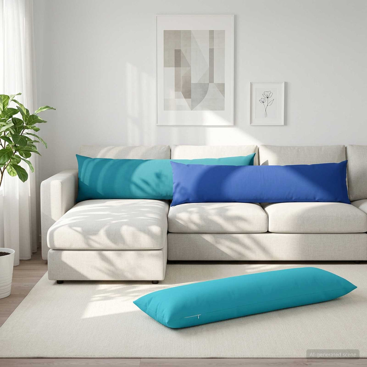 Throw Pillow HEERLEN Polyester 2 pcs Light Blue 40 x 145 cm