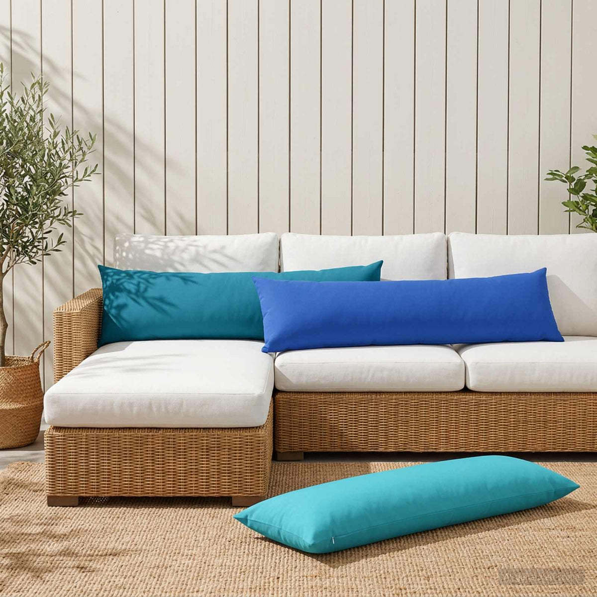 Throw Pillow HEERLEN Polyester 2 pcs Royal Blue 40 x 145 cm