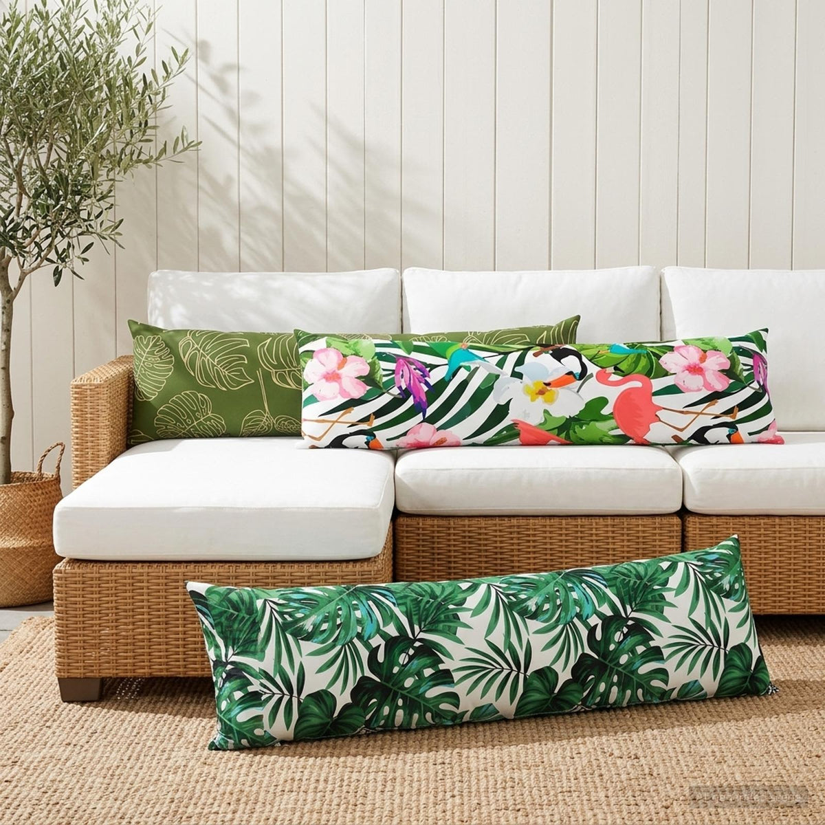 vidaXL Throw Pillow 2 pcs HEERLEN Leaf Design 40 x 145 cm Polyester 3