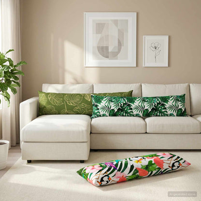 Throw Pillow HEERLEN Polyester 2 pcs Leaf Pattern 40 x 145 cm