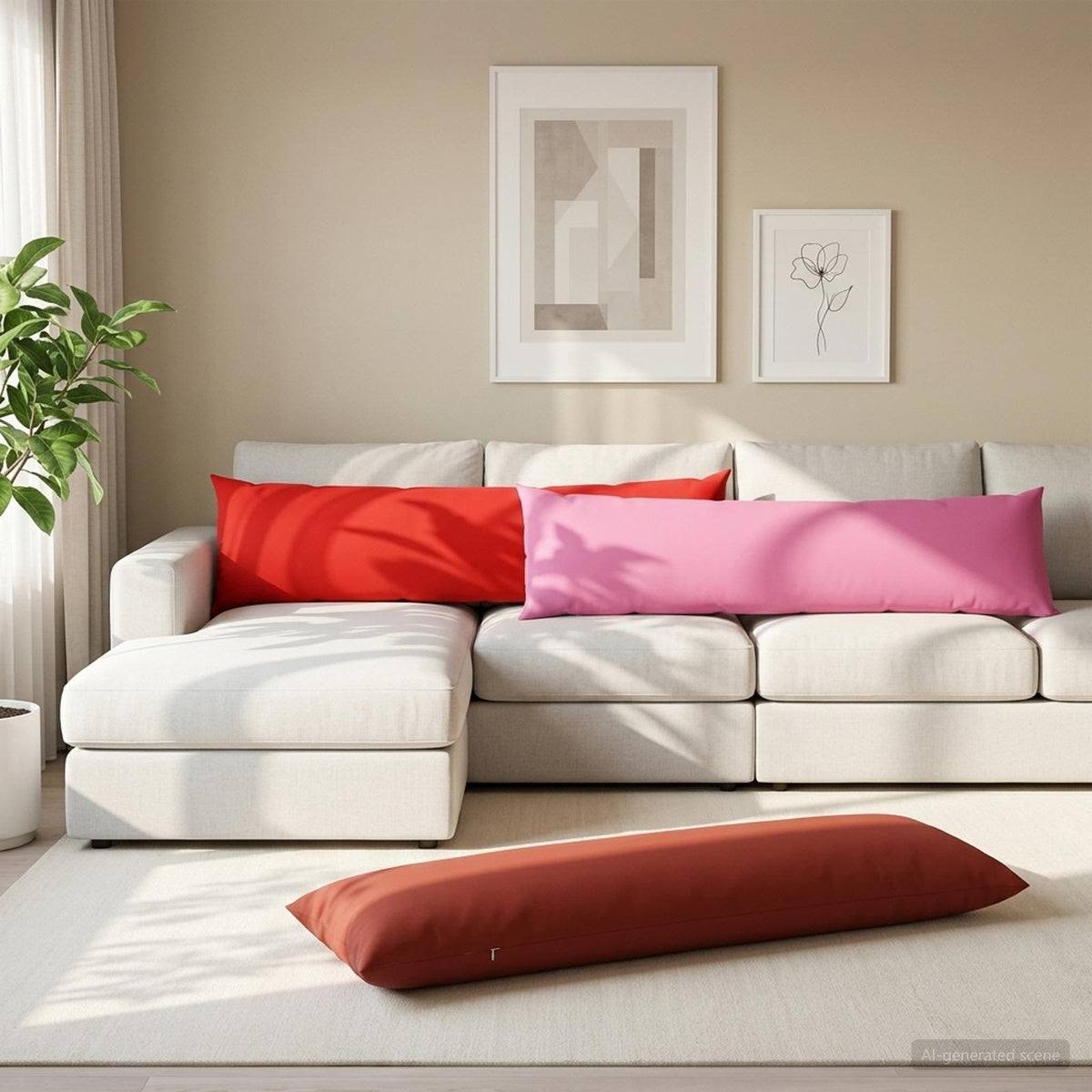 Throw Pillow HEERLEN Polyester 2 pcs Red 40 x 145 cm