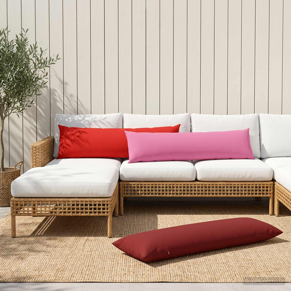 Throw Pillow HEERLEN Polyester 2 pcs Wine Red 40 x 145 cm