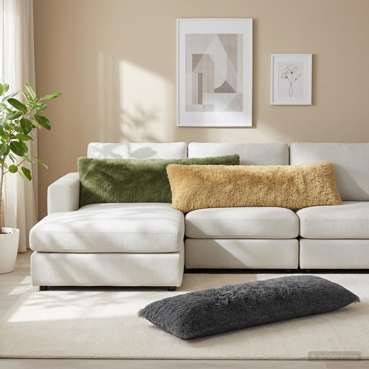 Throw Pillow HEERLEN PV Fleece 2 pcs Green 40 x 145 cm