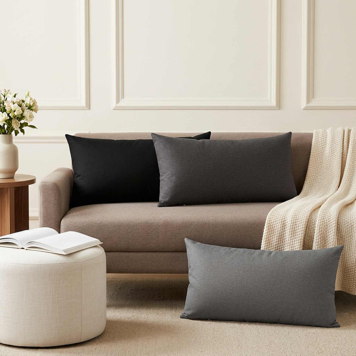 vidaXL Throw Pillow 6 pcs HEERLEN Light Grey 40 x 70 cm Fabric 1