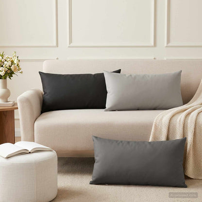 Throw Pillow HEERLEN Polyester 12 pcs 40 x 80 cm Anthracite