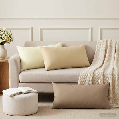 Throw Pillow HEERLEN Polyester 6 pcs 40 x 80 cm Beige