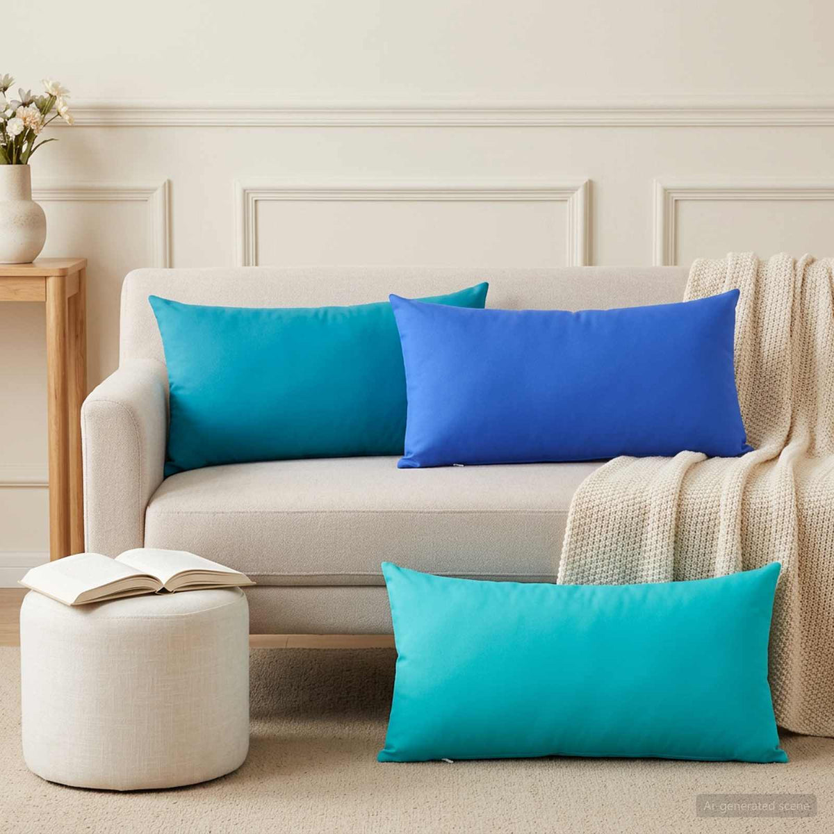 Throw Pillow HEERLEN Polyester 12 pcs 40 x 80 cm Light blue