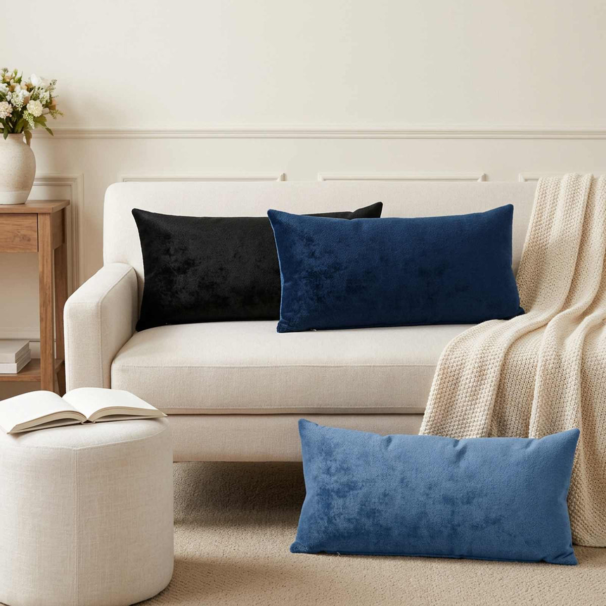 vidaXL Cushion Cover 12 pcs HEERLEN Navy Blue 40 x 80 cm Flannel 1