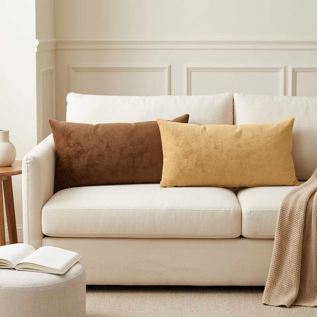vidaXL Cushion Cover 12 pcs HEERLEN Light Brown 40 x 80 cm Flannel 1