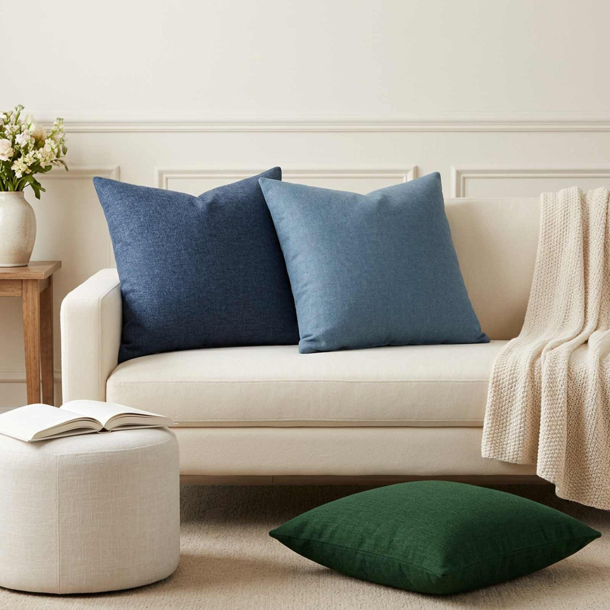 Throw Pillow HEERLEN Fabric 6 pcs 45 x 45 cm Dark green
