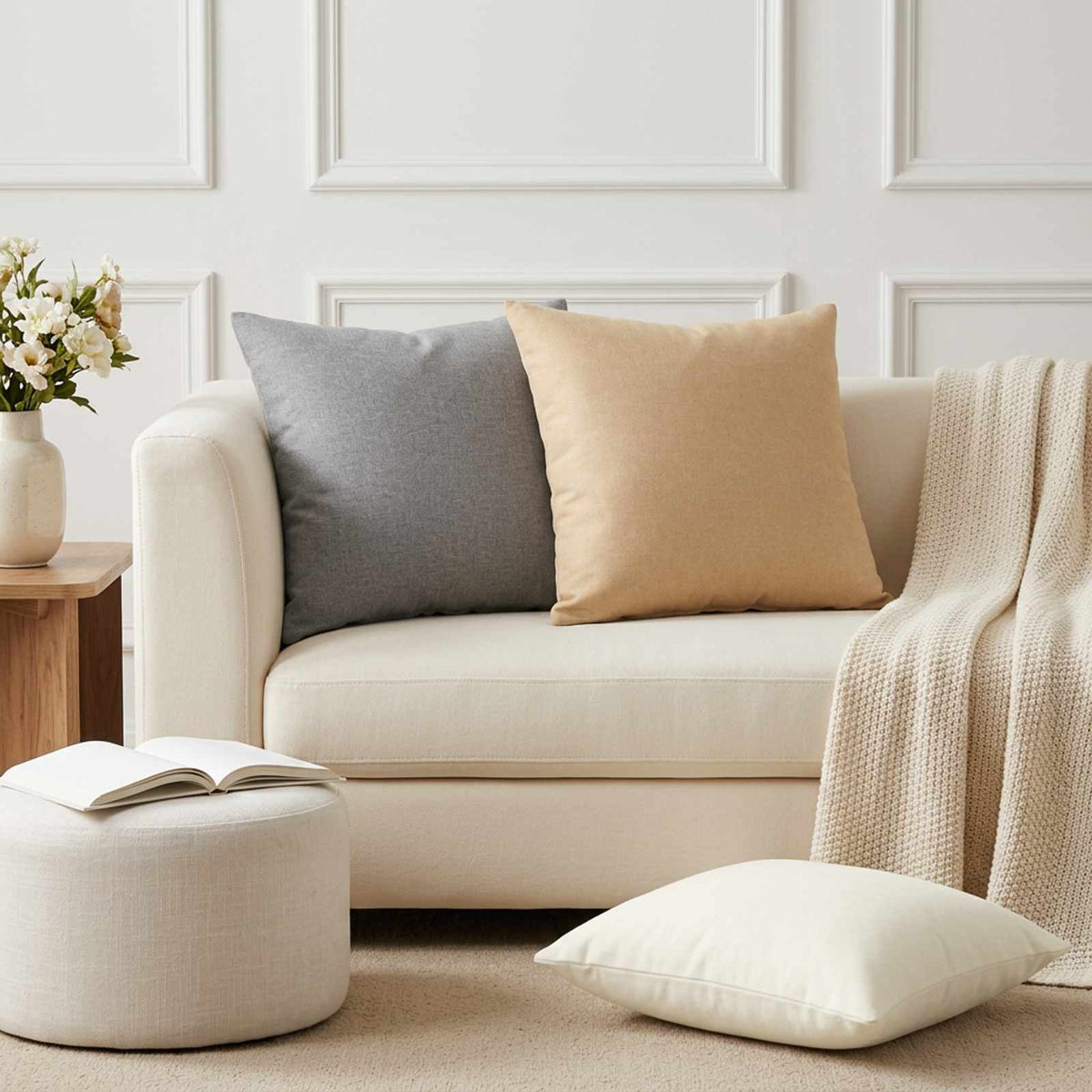 Throw Pillow HEERLEN Fabric 6 pcs 45 x 45 cm Cloud grey
