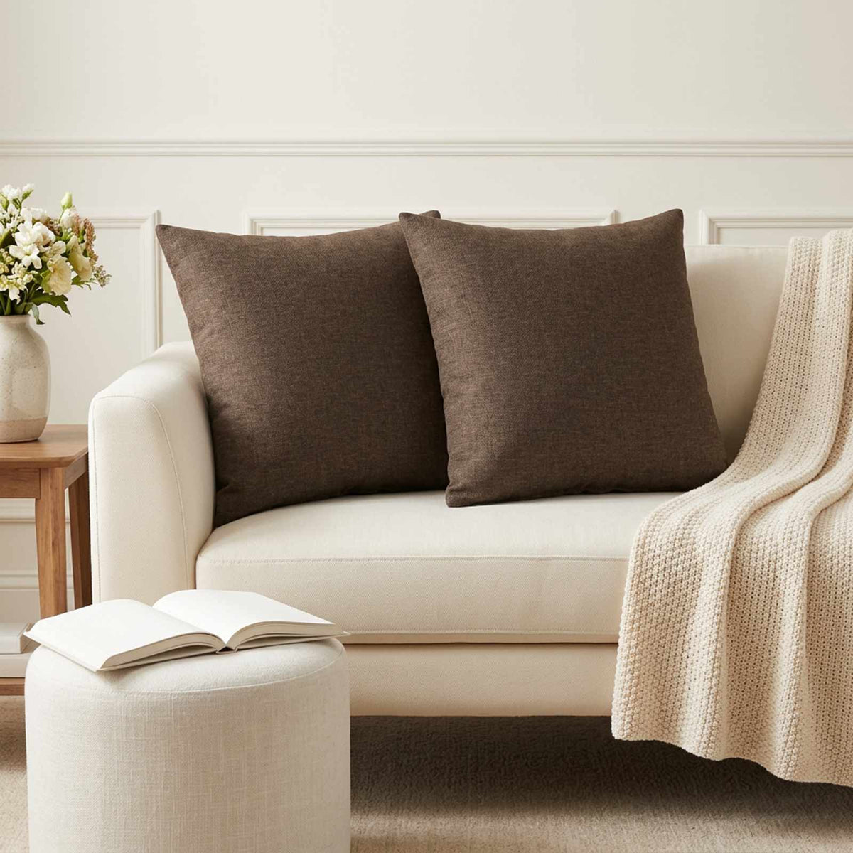 Throw Pillow HEERLEN Fabric 12 pcs 45 x 45 cm Taupe