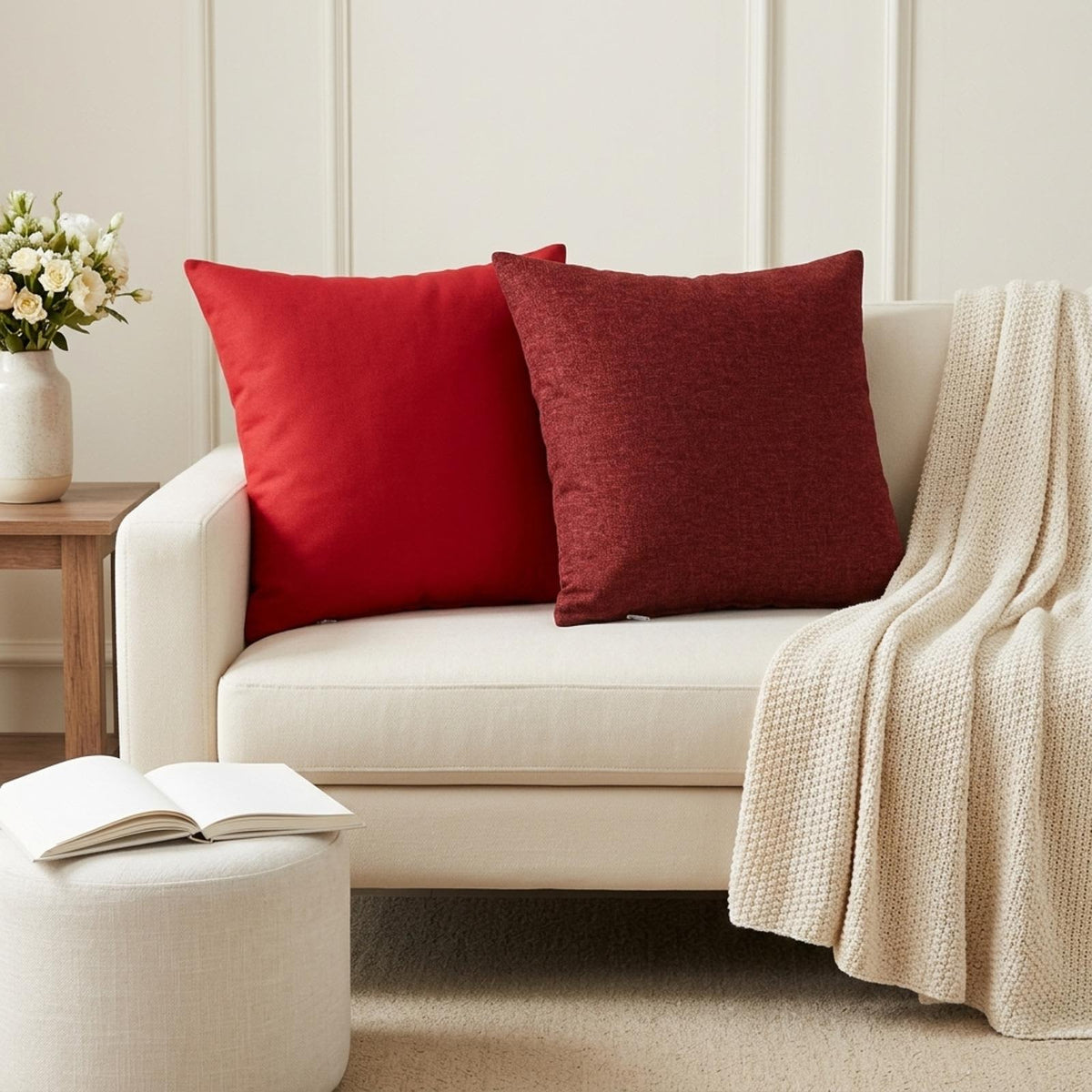Throw Pillow HEERLEN Fabric 6 pcs 45 x 45 cm Red