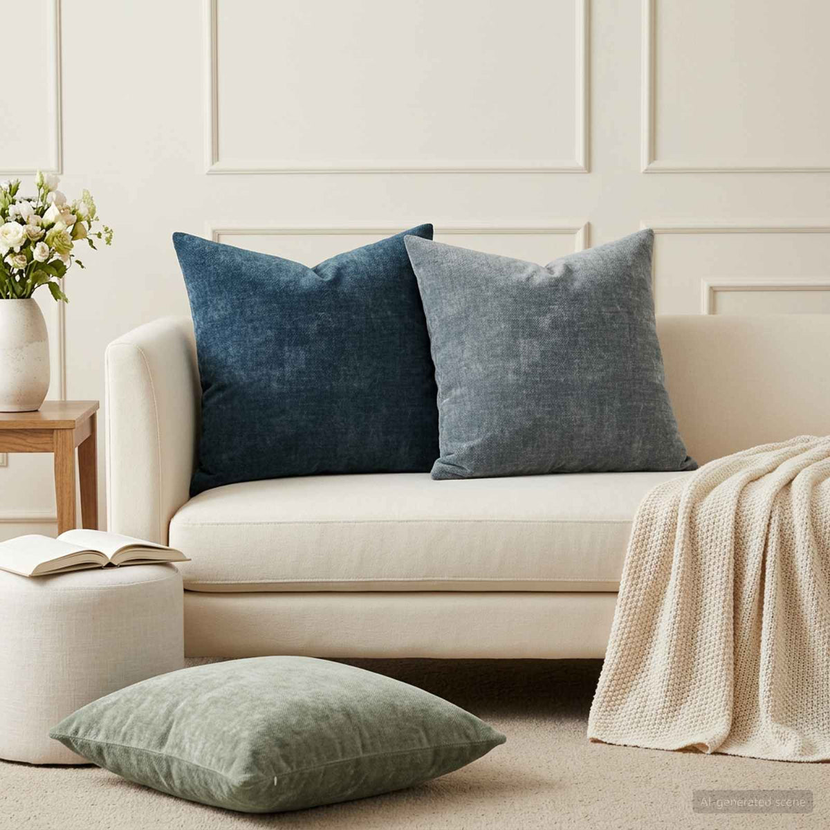 vidaXL Cushion Cover 12 pcs HEERLEN Blue 50 x 50 cm Chenille Fabric 1