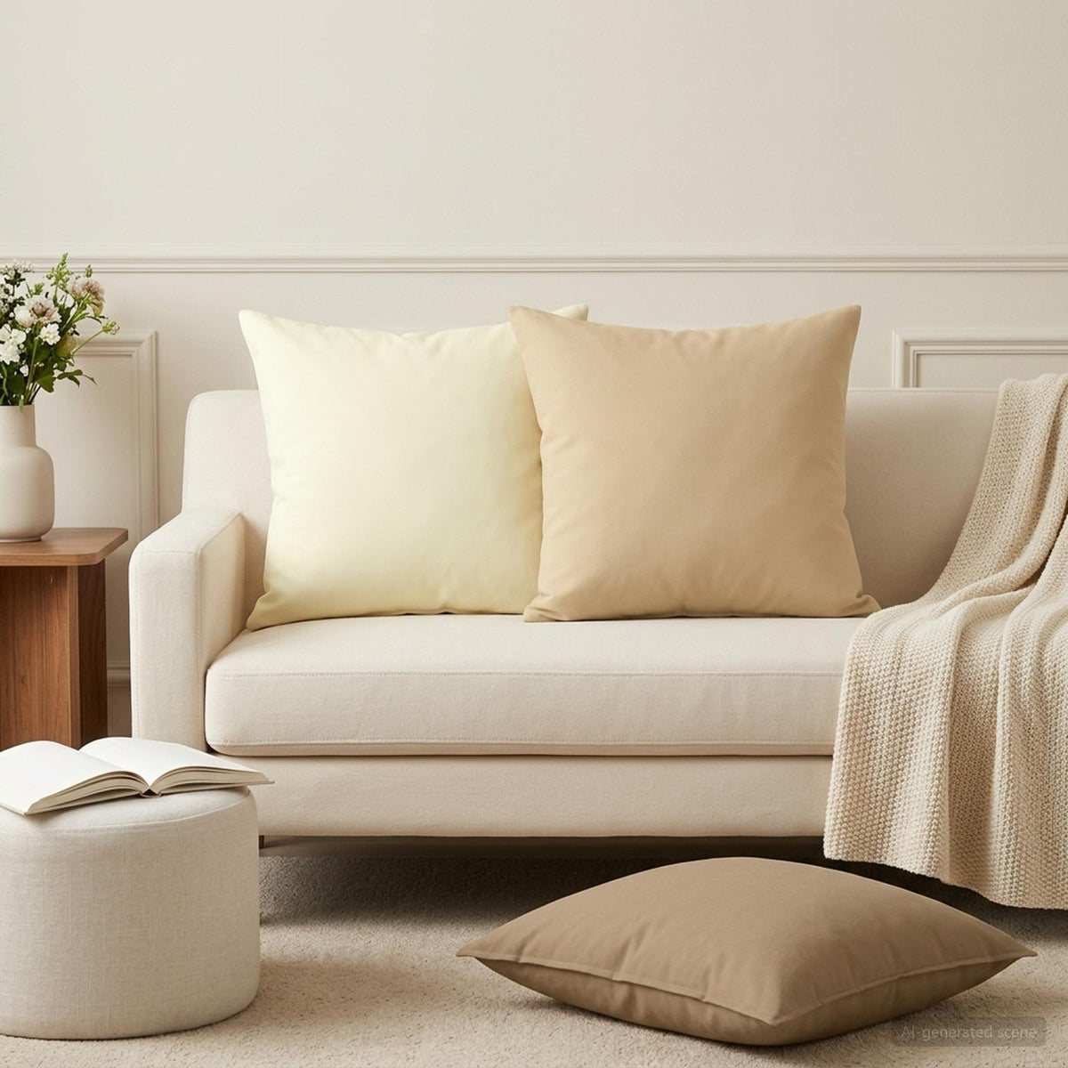 Throw Pillow HEERLEN Polyester 6 pcs 45 x 45 cm Beige
