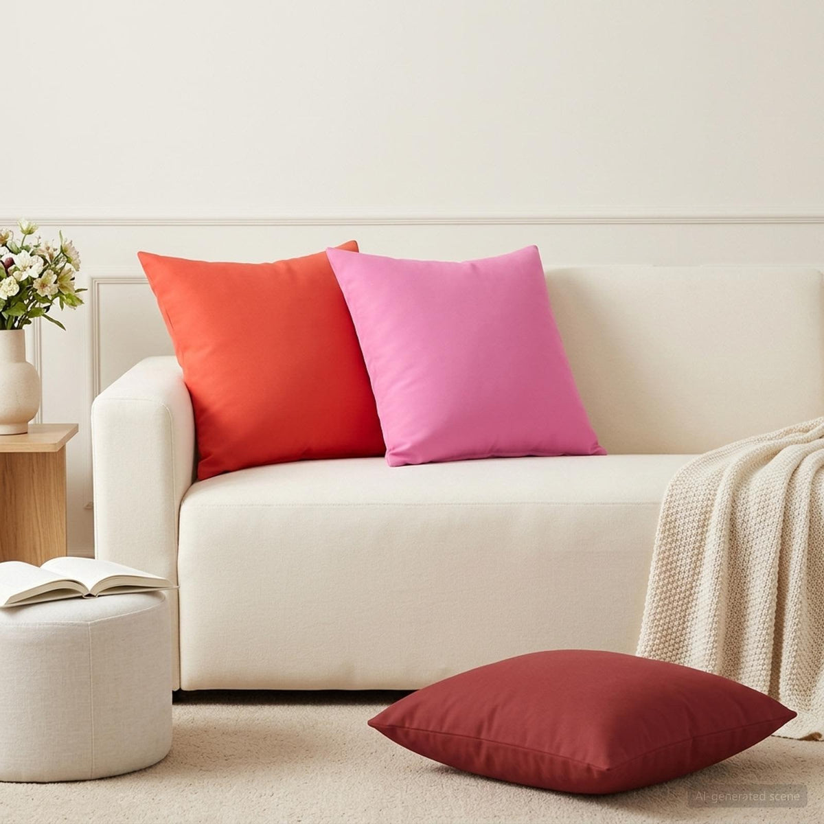 Throw Pillow HEERLEN Polyester 6 pcs 45 x 45 cm Pink