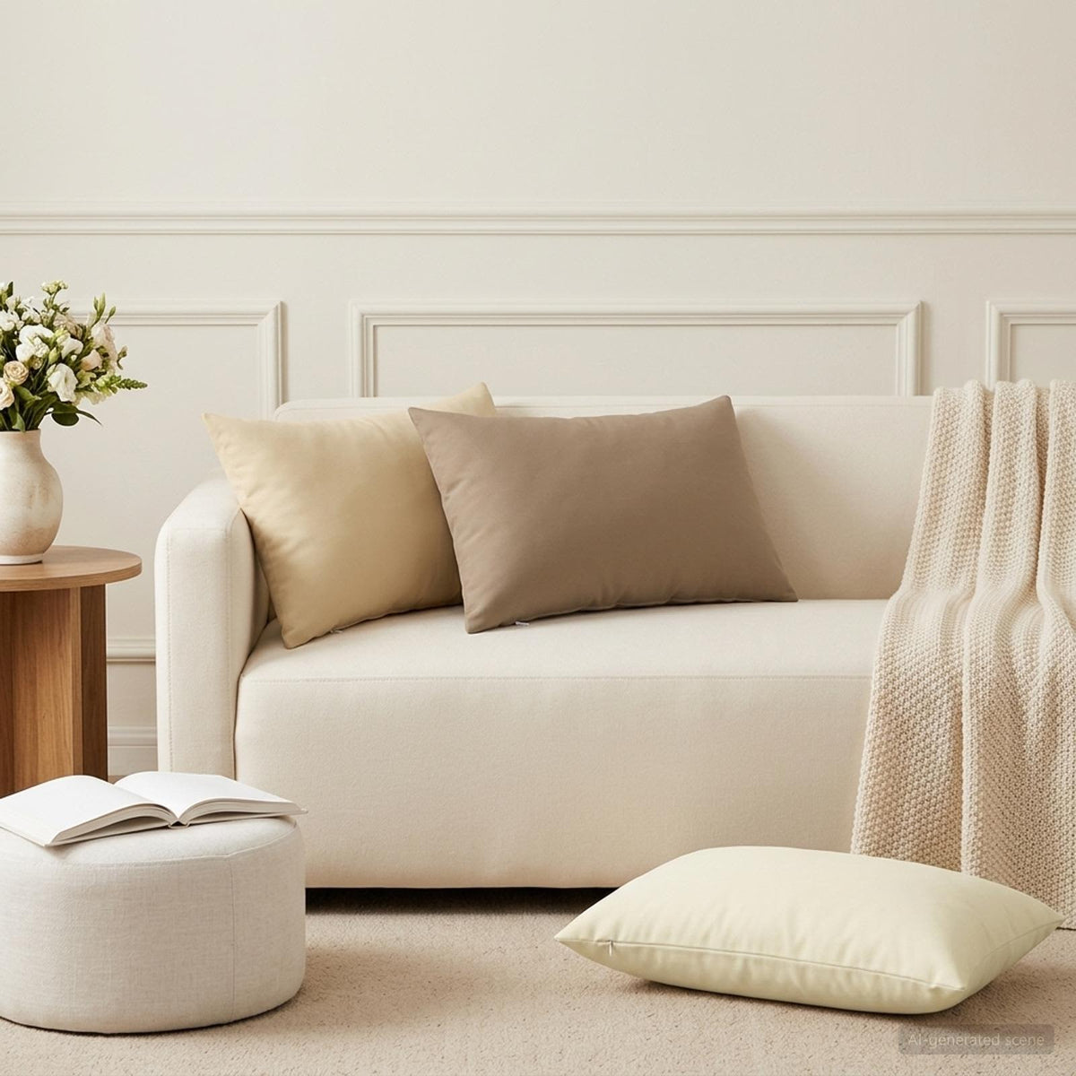 Throw Pillow HEERLEN Polyester 2 pcs Beige 50 x 80 cm