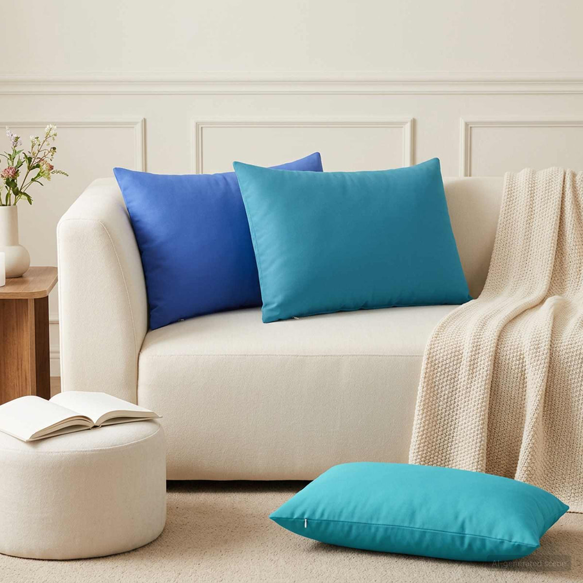 Throw Pillow HEERLEN Polyester 2 pcs Light Blue 50 x 80 cm