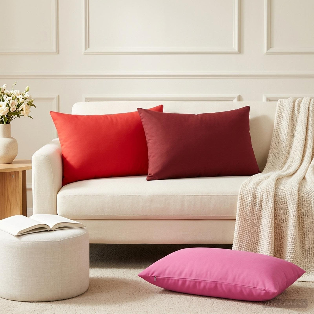 Throw Pillow HEERLEN Polyester 2 pcs Red 50 x 80 cm