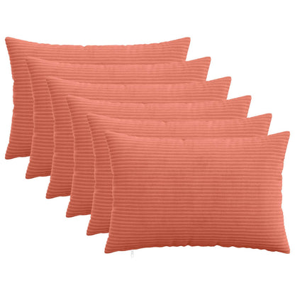 vidaXL Cushion Cover 6 pcs HEERLEN Red Orange 50 x 80 cm Corduroy 2