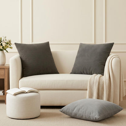 Cushion Cover HEERLEN Corduroy 6 pcs Light Grey 60 x 60 cm