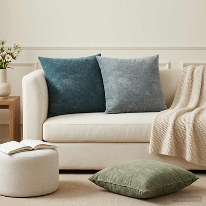 vidaXL Cushion Cover 6 pcs HEERLEN Green 60 x 60 cm Chenille Fabric 1