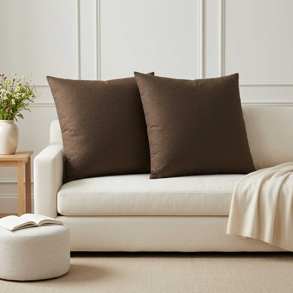 Throw Pillow HEERLEN Fabric 2 pcs Brown 70 x 70 cm