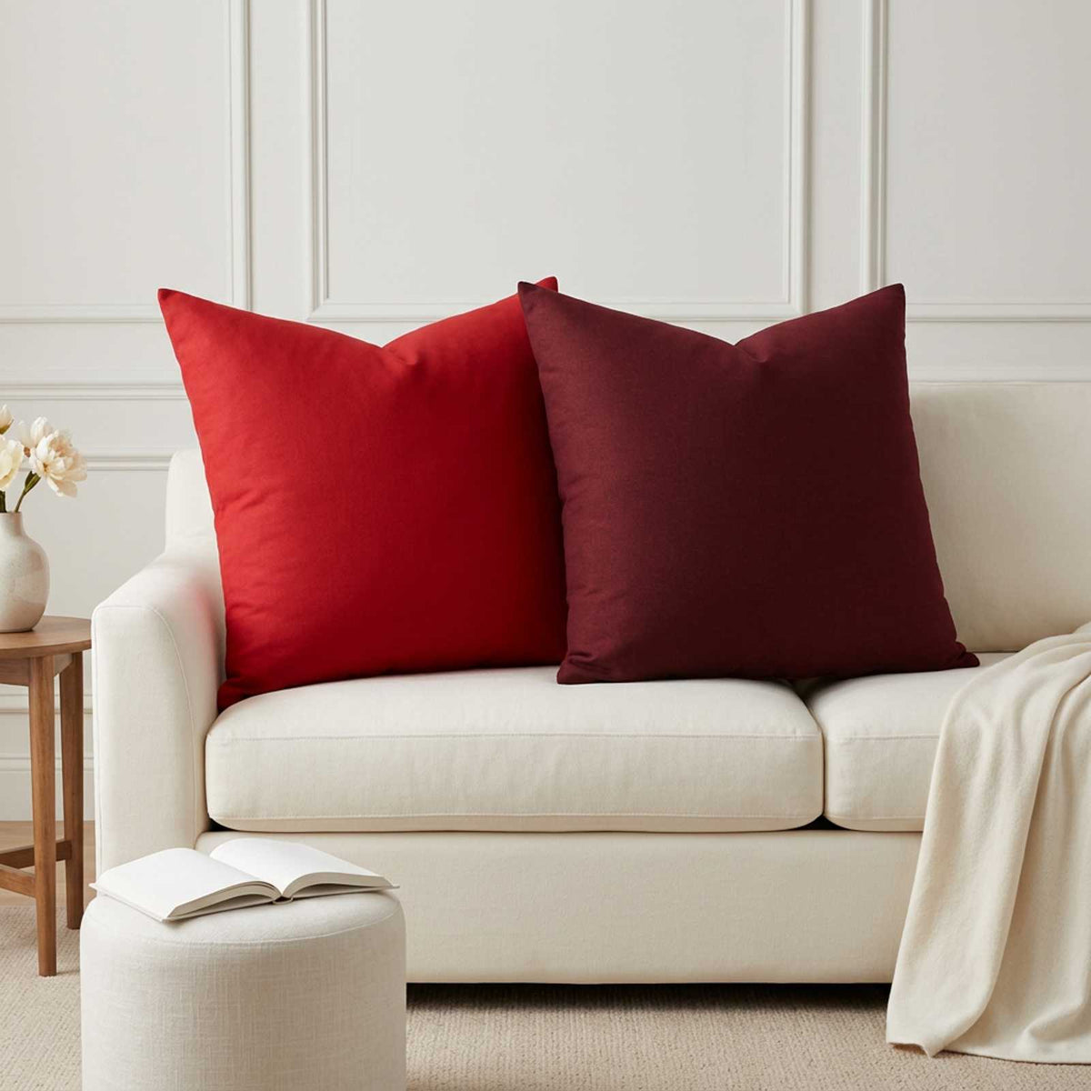 Throw Pillow HEERLEN Fabric 2 pcs Wine Red 70 x 70 cm
