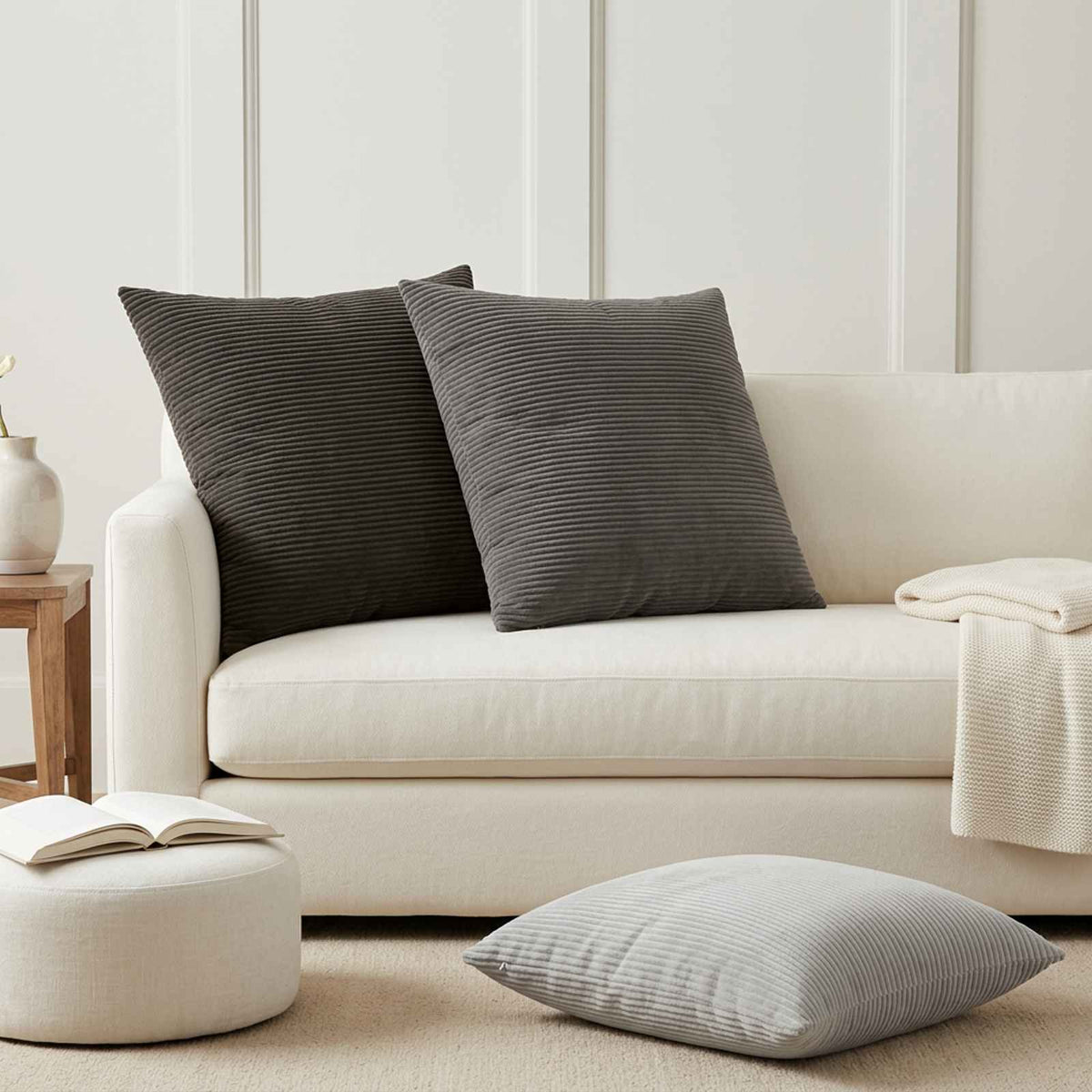 Cushion Cover HEERLEN Corduroy 6 pcs Anthracite 70 x 70 cm