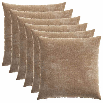 vidaXL Cushion Cover 6 pcs HEERLEN Brown 65 x 65 cm Chenille Fabric 2