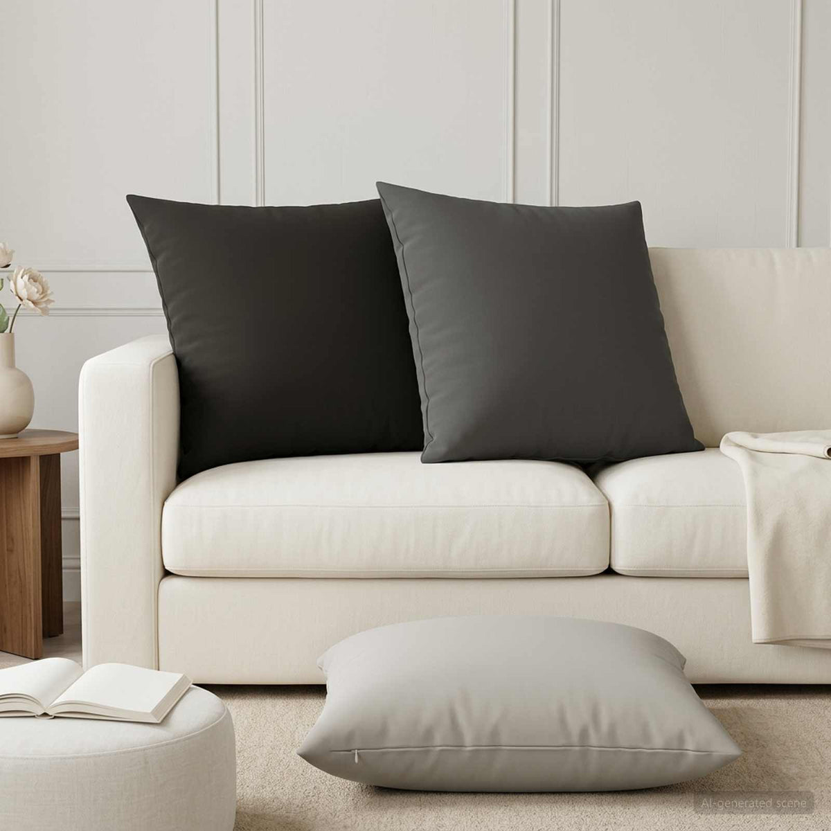 Throw Pillow HEERLEN Polyester 2 pcs Black 65 x 65 cm