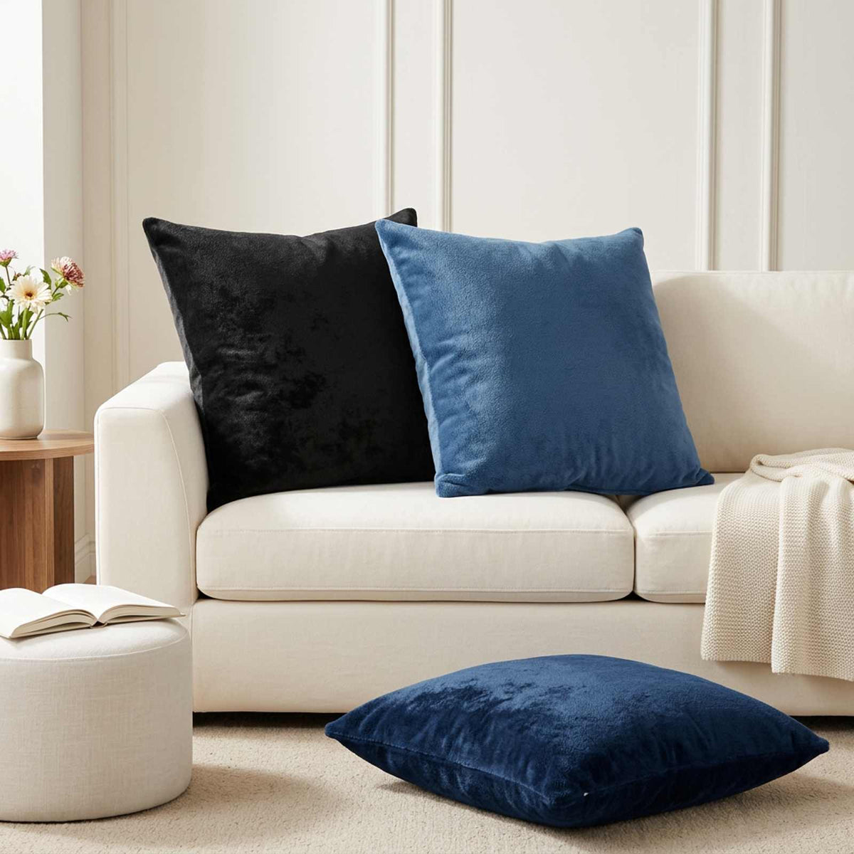 vidaXL Cushion Cover 6 pcs HEERLEN Light Blue 80 x 80 cm Flannel 1
