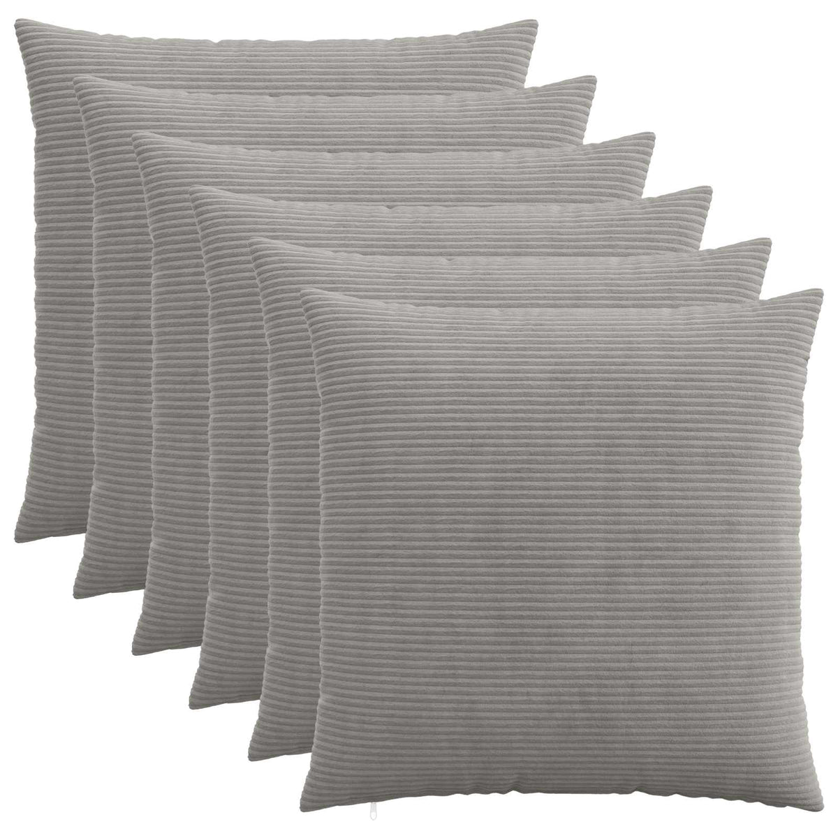 Cushion Cover HEERLEN Corduroy 6 pcs Light Grey 80 x 80 cm