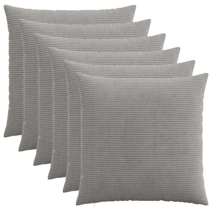 Cushion Cover HEERLEN Corduroy 6 pcs Light Grey 80 x 80 cm