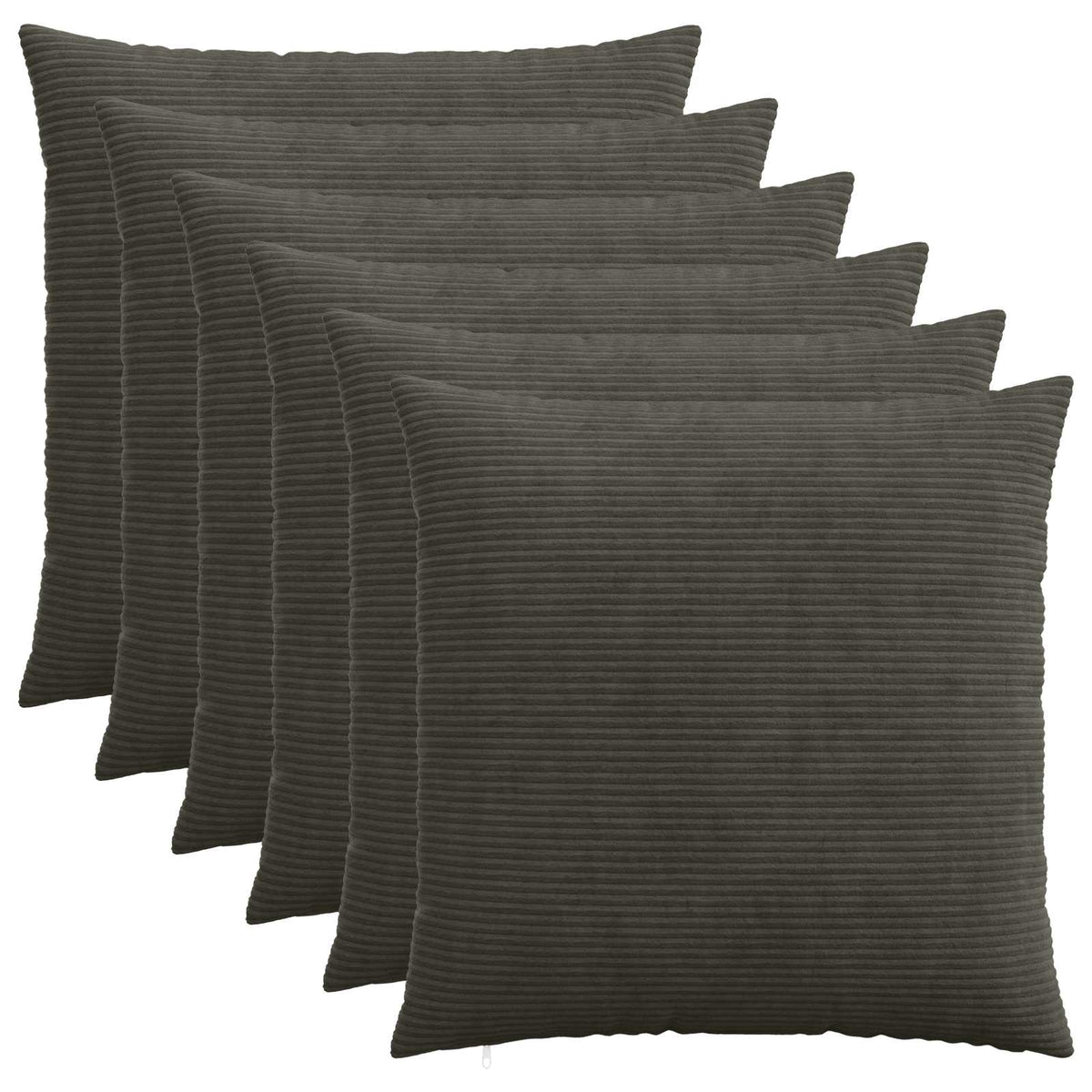 Cushion Cover HEERLEN Corduroy 6 pcs Anthracite 80 x 80 cm