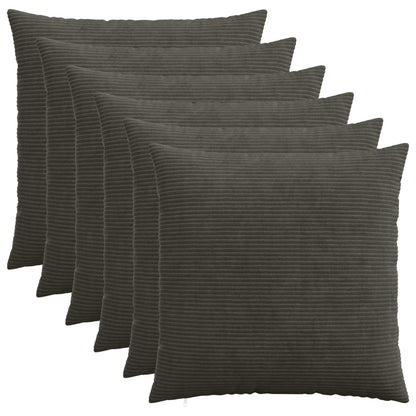 Cushion Cover HEERLEN Corduroy 6 pcs Anthracite 80 x 80 cm