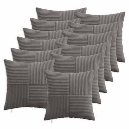 Cushion Cover ALMELO 45 x 45 cm Corduroy 12 pcs Dark grey