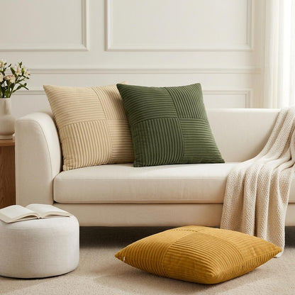 Cushion Cover ALMELO 45 x 45 cm Corduroy 12 pcs Green