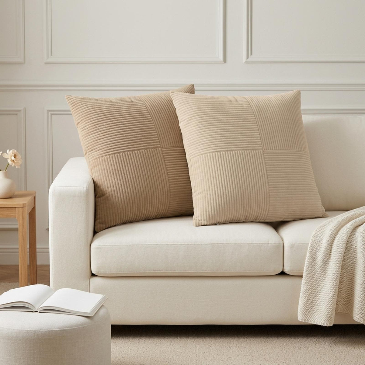 Cushion Cover ALMELO 80 x 80 cm Corduroy 6 pcs Taupe