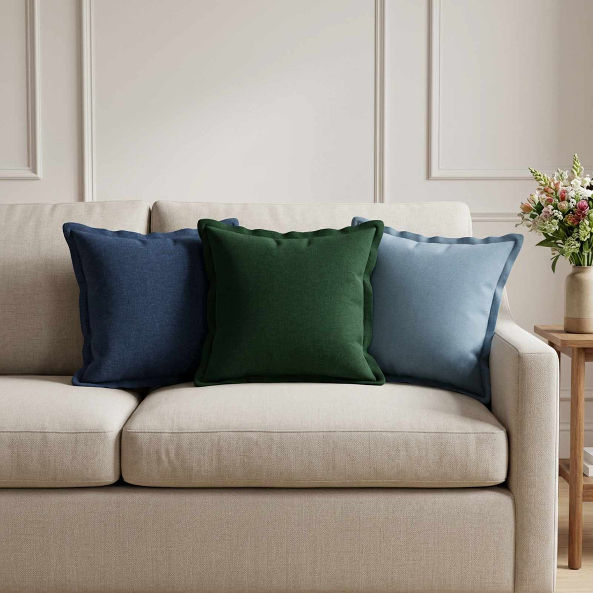 Throw Pillow HOUTEN 40 x 40 cm Faux Linen 6 pcs Dark green