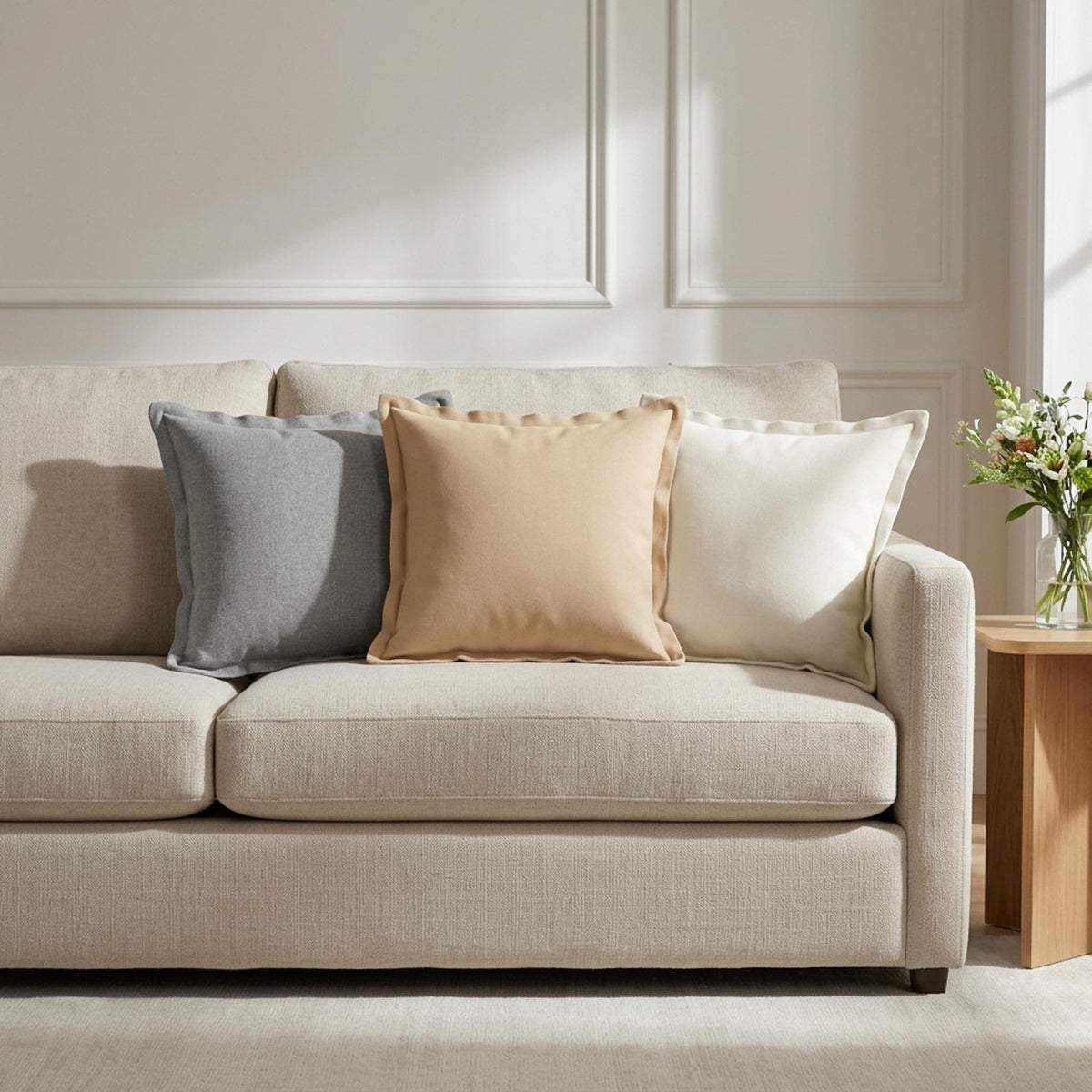 Throw Pillow HOUTEN 40 x 40 cm Faux Linen 12 pcs Cloud grey