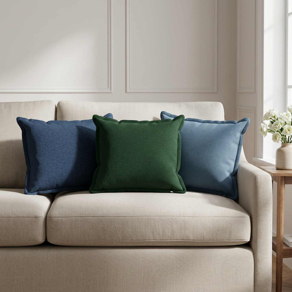 Throw Pillow HOUTEN 40 x 60 cm Faux Linen 6 pcs Blue