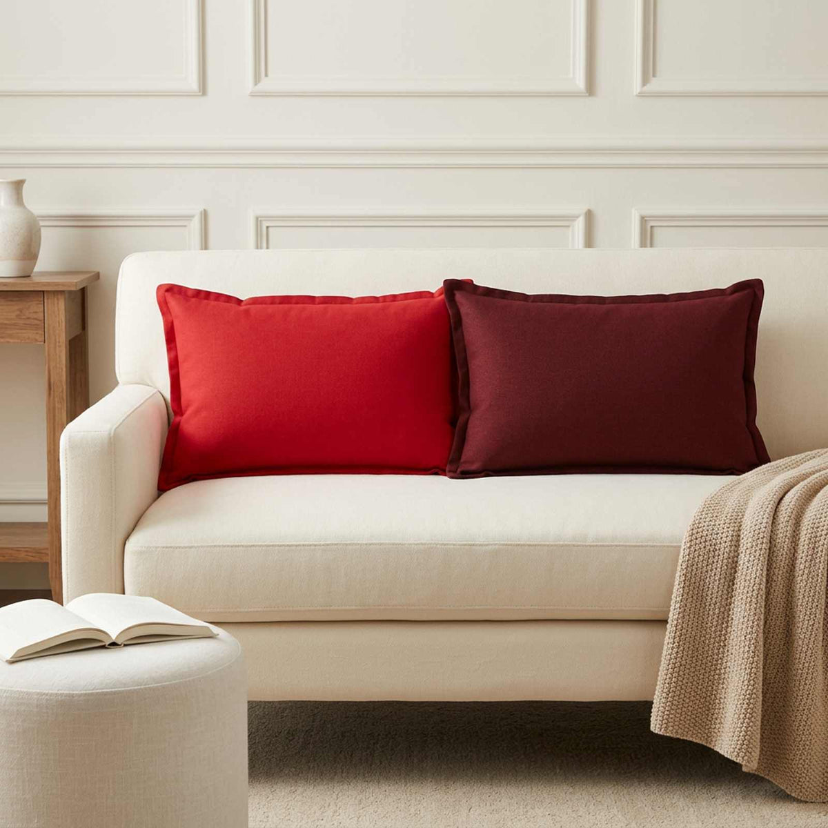 Throw Pillow HOUTEN 40 x 60 cm Faux Linen 6 pcs Red