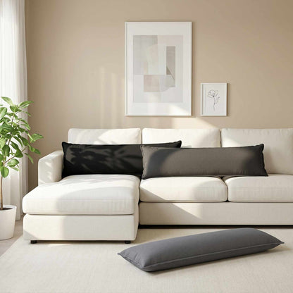 Throw Pillow HOUTEN 40 x 145 cm Faux Linen 2 pcs Black