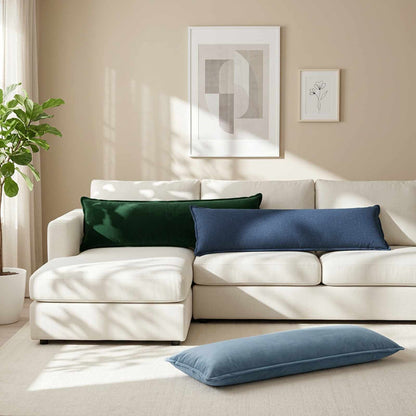 Throw Pillow HOUTEN 40 x 145 cm Faux Linen 2 pcs Blue