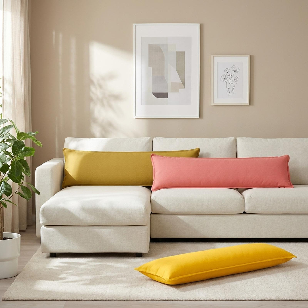 Throw Pillow HOUTEN 40 x 145 cm Faux Linen 2 pcs Light green