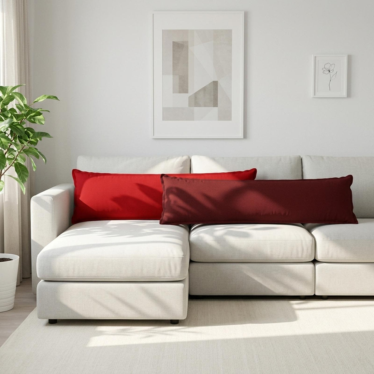 Throw Pillow HOUTEN 40 x 145 cm Faux Linen 2 pcs Red