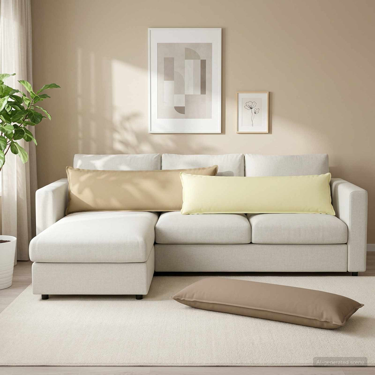 Throw Pillow HOUTEN 40 x 145 cm Polyester 2 pcs Cream